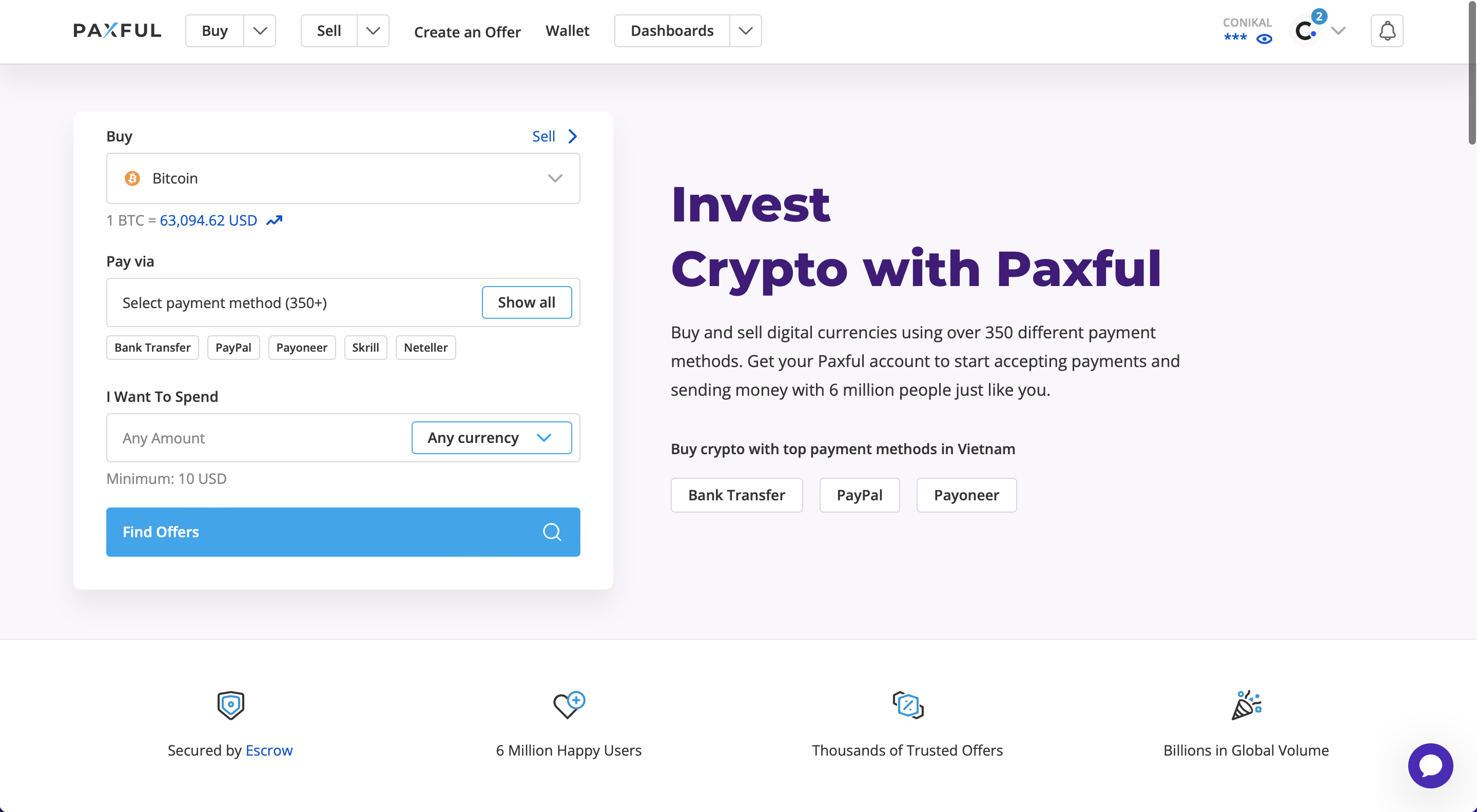 Paxful - Peer to Peer Cryptocurrency Exchanges