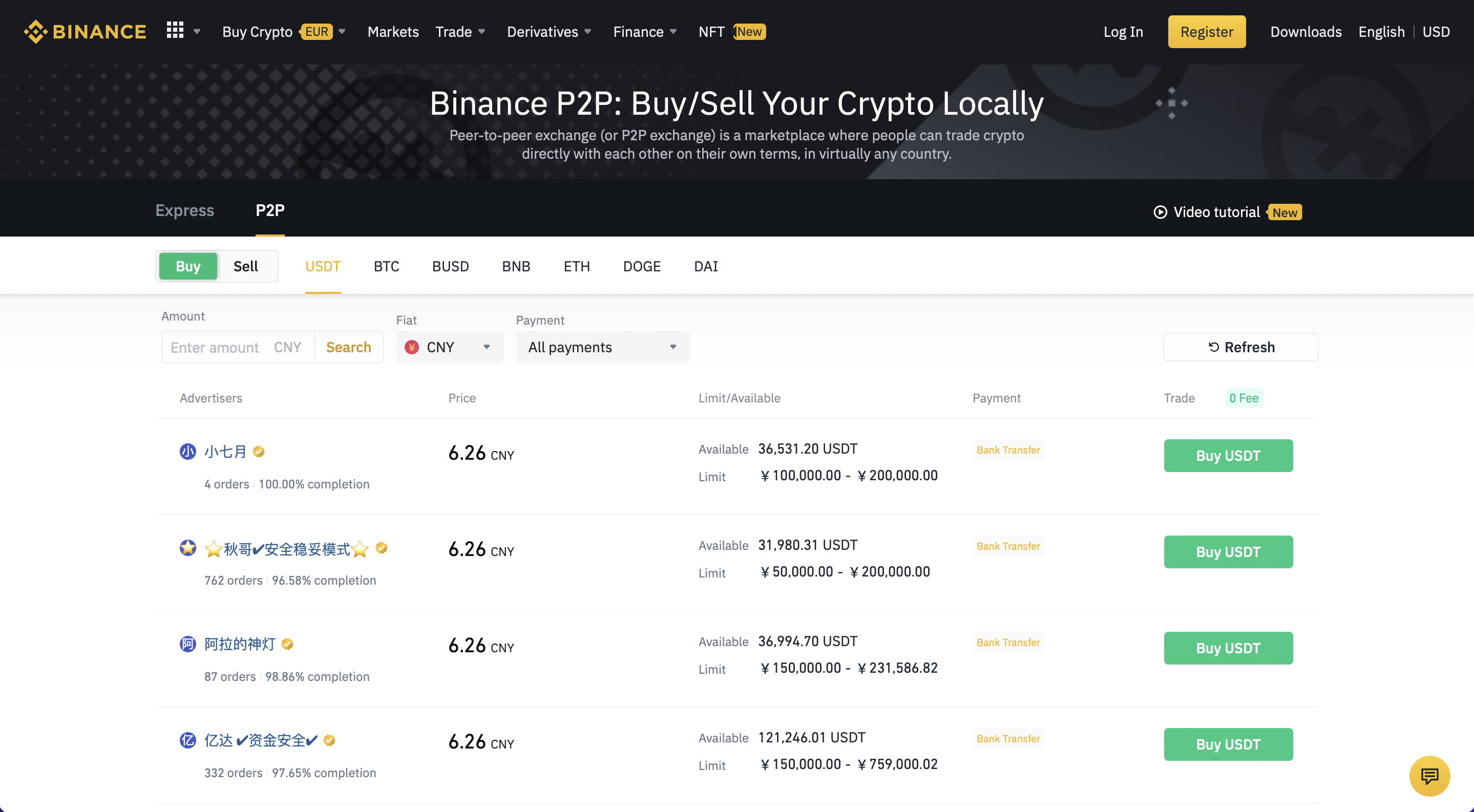 Binance P2P - Peer to Peer Cryptocurrency Exchanges